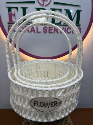 White Woven Flower Basket