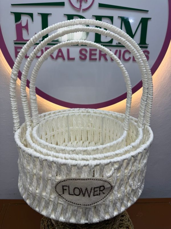White Woven Flower Basket
